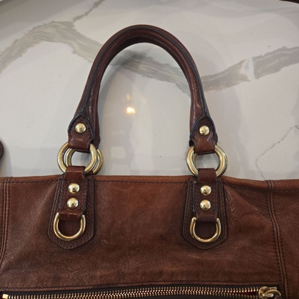 VTG Coach Madison Claire Large Brown Leather Satchel Shoulder Bag 12935 - Picture 3 of 16